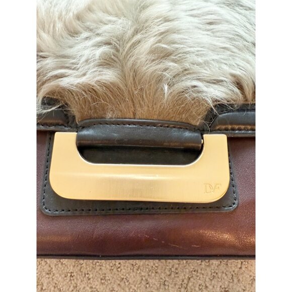 DVF Diane Von Furstenberg Faux Fur Charlotte Harper Leather Shoulder Bag - Picture 3 of 14